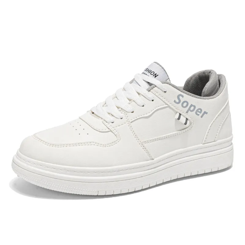 Men's Breathable White Platform Sneakers Summer – Thick Sole Casual Skate Shoes, Trendy Versatile Sports Shoes for Male Students